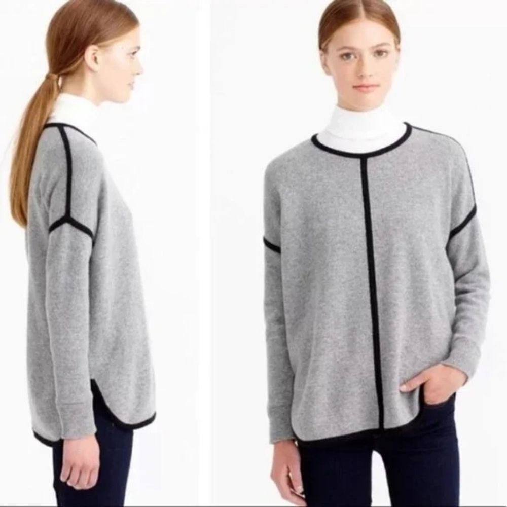 J. Crew Wool Tipped Sweater Tunic Gray Colorblock sweater oversized Small
